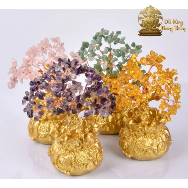 Cây Đá Phát Tài Đế Hũ Đồng Xu Vàng