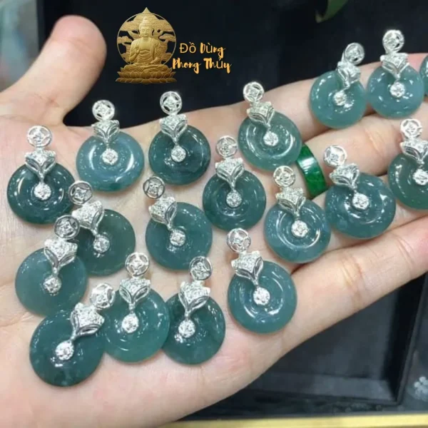 Mặt dây chuyền đồng điếu lam ngọc bọc bạc hình hồ ly
