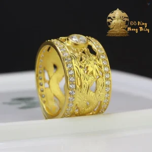 Nhẫn Nam Bạc Xi Mạ Vàng 18k Hình Rồng